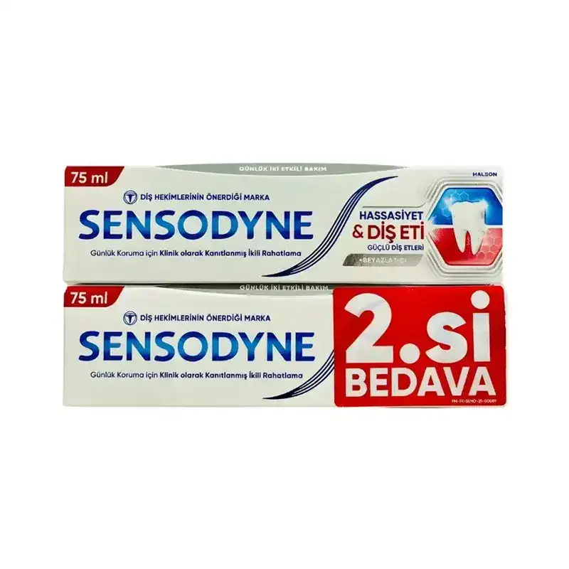 Sensodyne Hassasiyet Diş Eti Beyazlatıcı Güçlü Diş Etleri Diş Macunu 75 ml İkili
