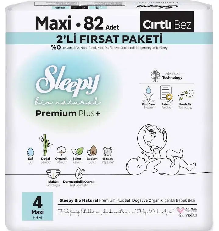 Sleepy Bio Natural Cırtlı Bez No: 4 82 Adet