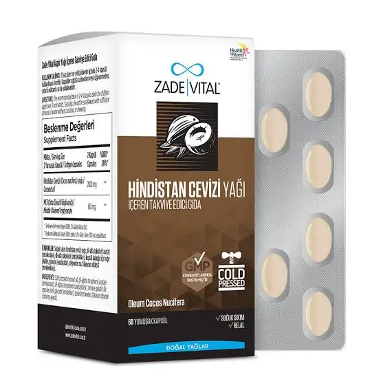Zade Vital Hindistan Cevizi Yağı 1000 mg 60 Blister Kapsül