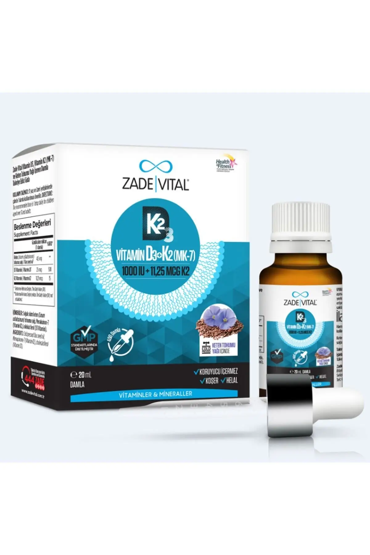 Zade Vital Vitamin D3K2 1000 IU Damla 20 ml